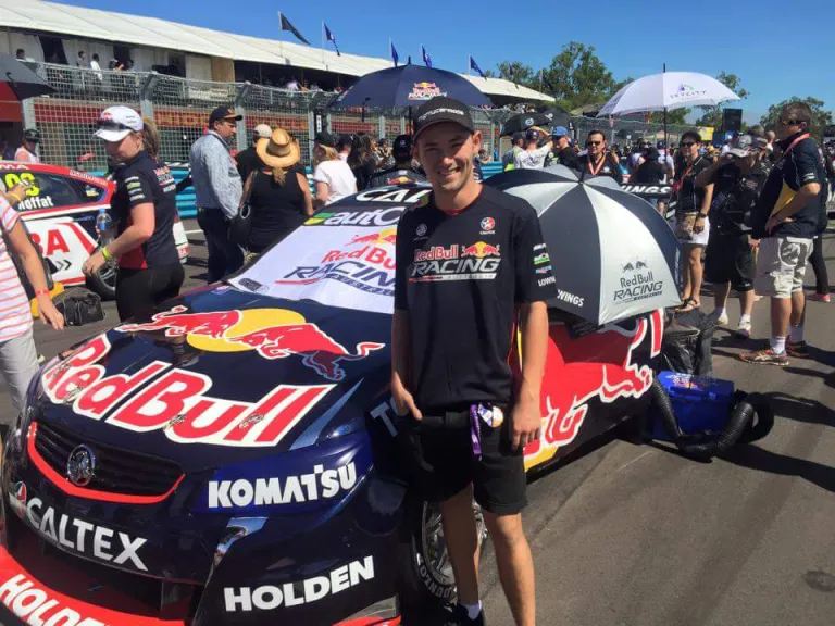 Zach Davis with a car