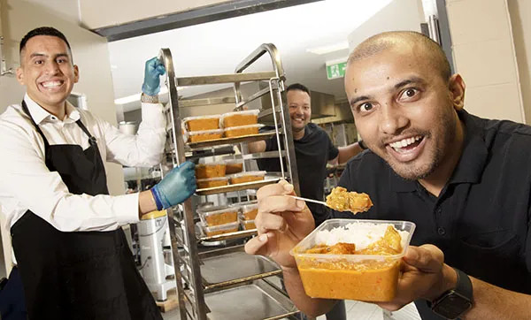 Kindness Shake organisers and volunteers (from left) Ben Poveda-Alfonso, Romal Shrestha and Nagendra Timilsina 