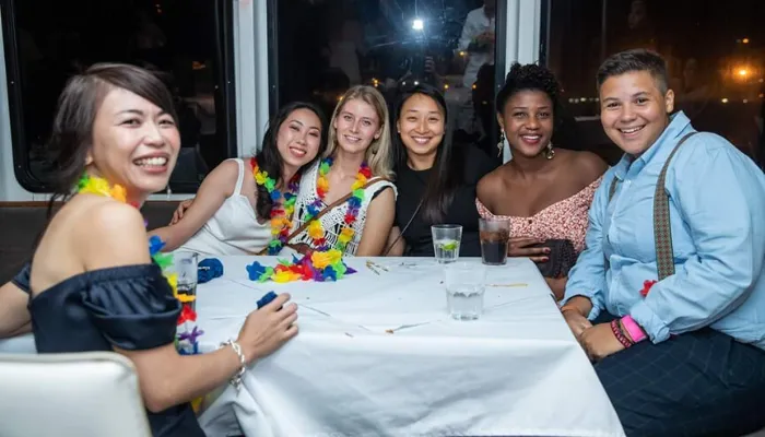 Students from International House Darwin out for dinner