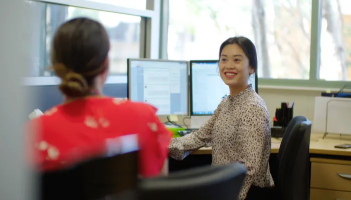 Vicky at her desk