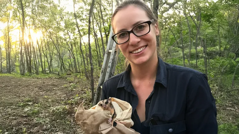 CDU Student Alyson with an baby possum 