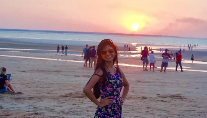 Ishita on the beach