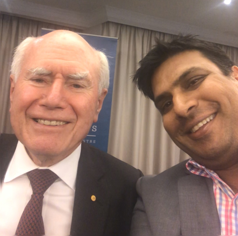 CDU Student Anup with ex prime minister John Howard 