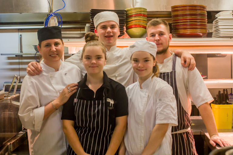 CDU student Leah Sloane and her kitchen team