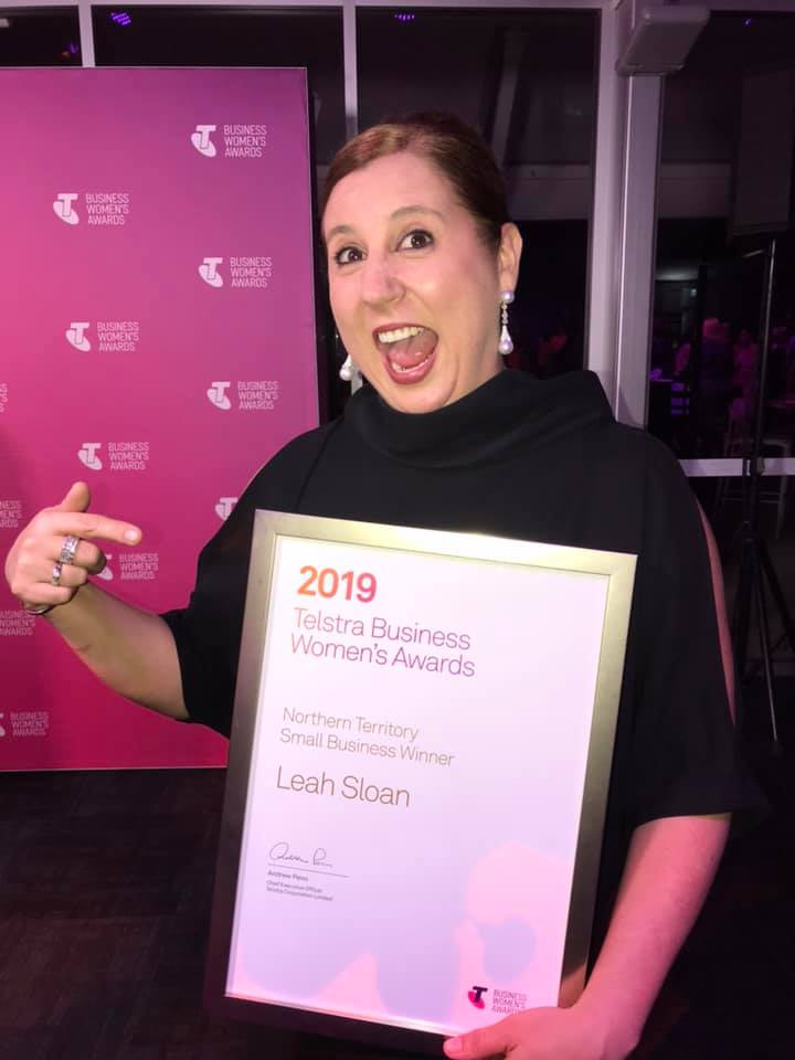 CDU student Leah Sloane with her Telstra Business Women's certificate