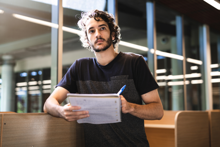 CDU student Nicholas Glincitsis in the library