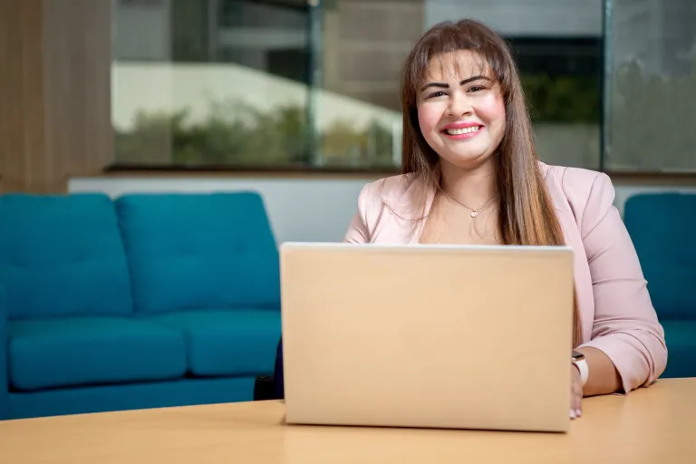 MBA graduate Saba Sadiq at work