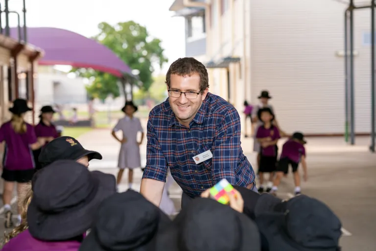 Teaching graduate Matt McKenna at school