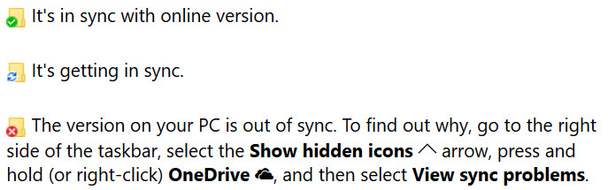 OneDrive icon meaning