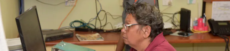 Woman looking at computer