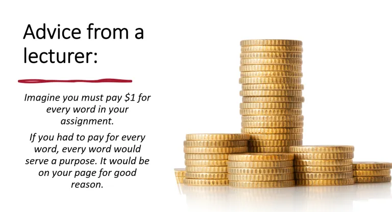 Imagine you must pay $1 for every word in your assignment. If every word cost you $1, you would ensure that every word on your page serves a purpose.