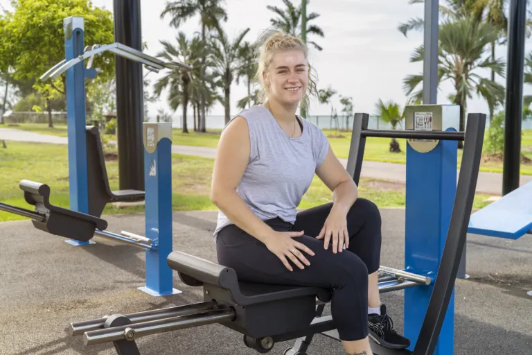 VET fitness student Nikki on Nightcliff Foreshore