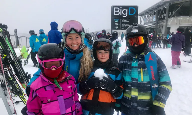 CDU teaching student Maddy as a ski instructor