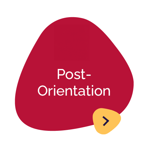 Red petal with text in the middle "Post-Orientation"