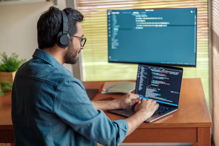 Student studying on computer