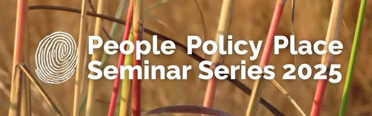 Words "PPP Seminar Series 2025" over natural grass landscape background