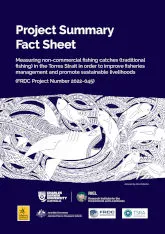 Thumbnail of Project summary factsheet cover. Predominantly dark blue, with white on blue art in centre