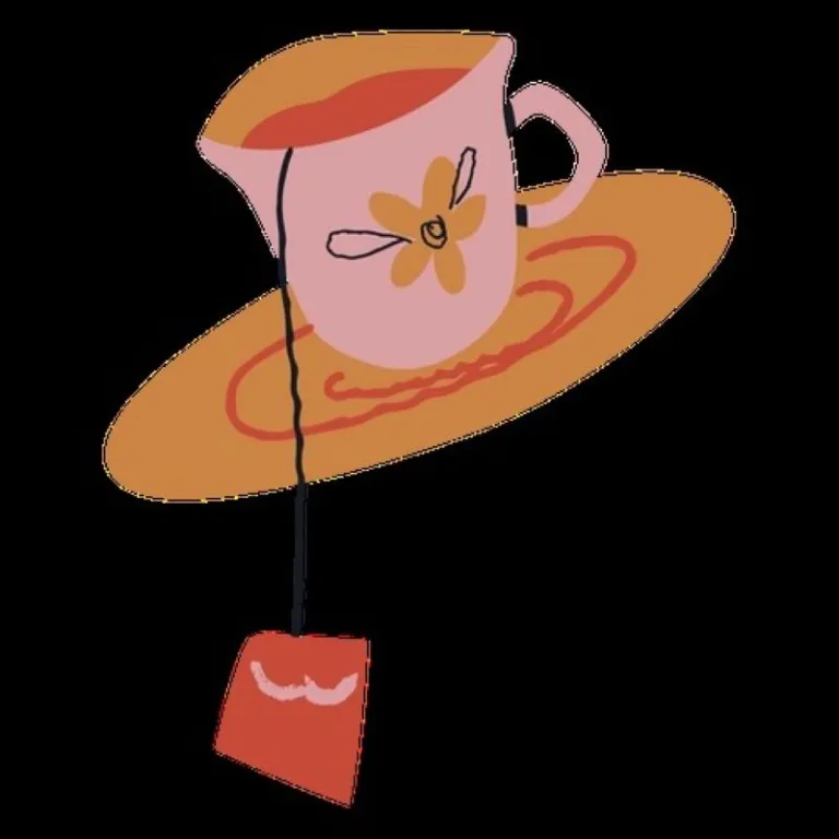 A cup of tea on a saucer.