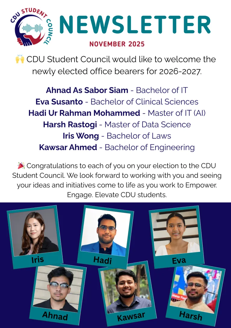 cover page of CDU Student Council Newsletter - November 2025