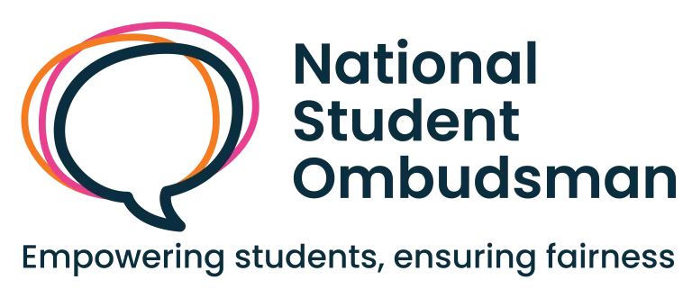 Speech bubble icon next to title National Student Ombudsman and tagline saying Empowering students, ensuring fairness