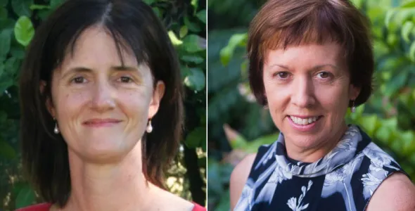 Anna Padovan and Karen Gibb head and shoulders with green leafy backgrounds