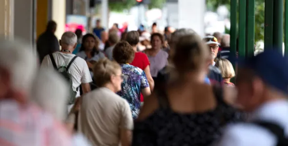 Tourists and Locals walking in the mall