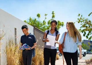 students walking