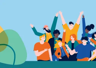 Illustration of a group of people hanging out