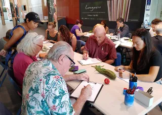 Artist, Tisha Tejaya teaches drawing classes at CDU Art Gallery