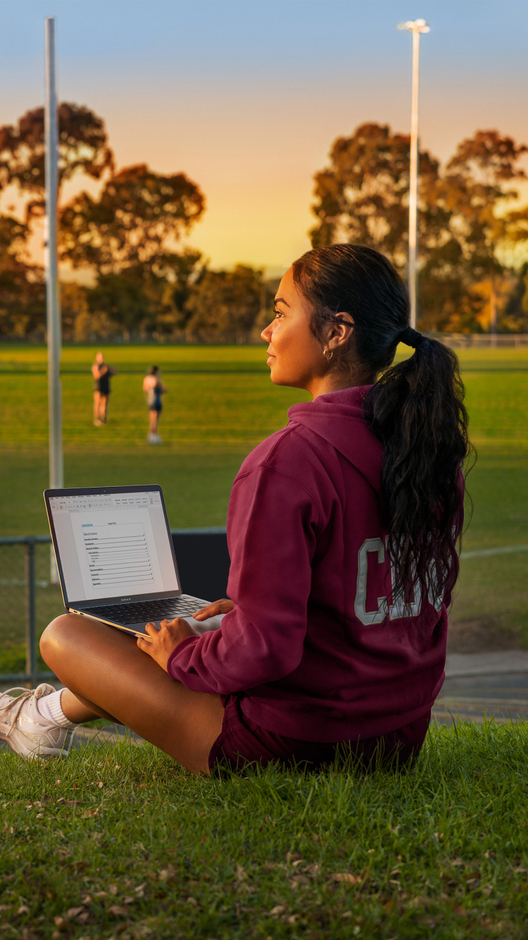 girl studying at oval