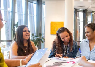 A group of First Nations students studying together