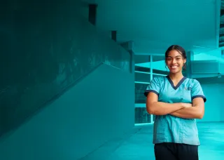 Nurse smiling at camera looking confident