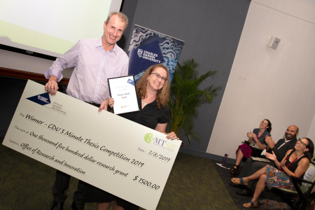  Kat Tuite, winner of the 2019 CDU 3MT Competition