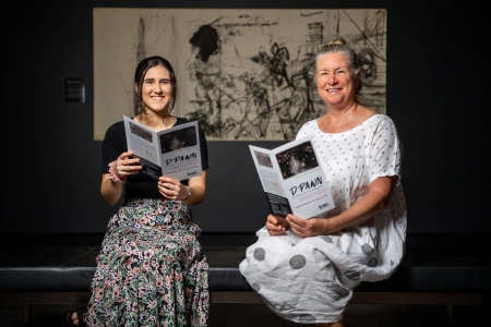 curator-dr-joanna-barrkman-and-arts-student-kezia-dilettoso