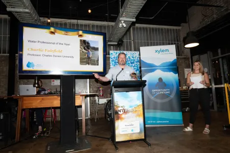 Water Professional of the Year Charlie Fairfield at the 2021 NT Water Awards.