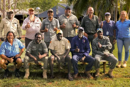 Marine rangers and trainers collaborate in the Certificate III in Fisheries Compliance run for the first time by Charles Darwin University (CDU). 