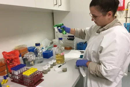 Research on Vibrio bacteria that are an emerging climate change risk to the seafood industry has been presented by CDU researchers, Dr Anna Padovan and Professor Karen Gibb as part of the World Aquaculture Conference 2023. Pictured; Zarah Tinning, PhD candidate. 