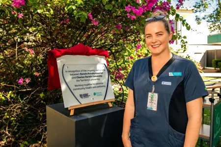 Healthcare professionals like Charles Darwin University (CDU) nursing graduate Zoe Boyle have been recognised for their dedication in a formal plaque at Darwin Private Hospital.