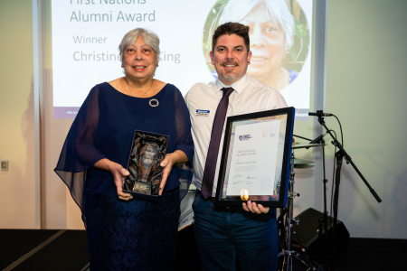 Dr Christine Fejo-King was recognised with the First Nations Alumni Award and the prestigious Distinguished Alumni Award. 