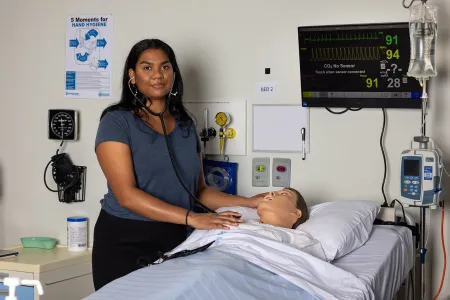 Health student with a stethoscope