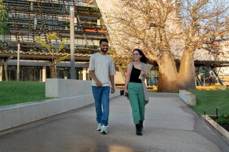 Students walking around the campus