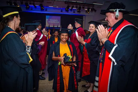 Pacific Australia Labour Mobility scheme Early Childhood Education and Care pilot participant Hellen Toak at the Katherine graduation in 2025.