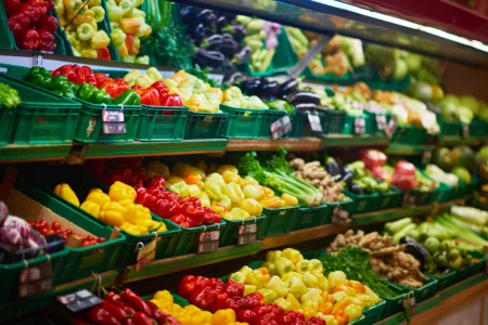 Fruit and vegetables in a shop