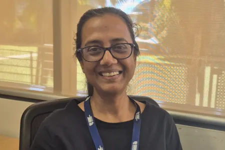 Portrait of Nilanjana Biswas sitting in an office