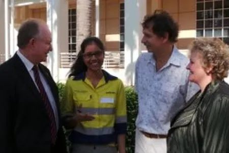 Minister for Infrastructure Peter Styles, third year engineering student Priyanka D’Souza, CDU Theme Leader, Rob Wolff and Engineers Australia Director Bronwyn Russell