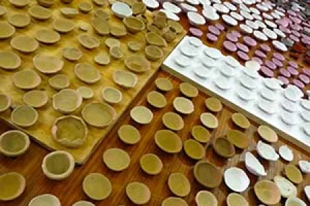 Some of the 10,000 pinch pots for the TOUCH exhibition