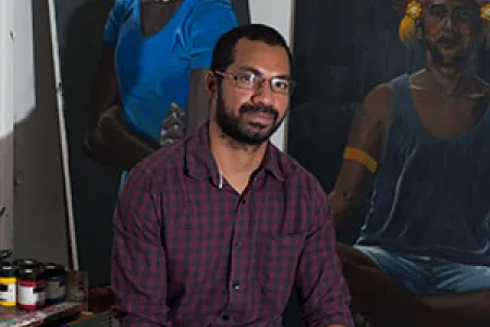 Paintings by Visual Arts (Hons) student Serge Ah-Wong are on display at the Hatched National Graduate Show in Perth