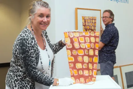 Exhibition curators Joanna Barrkman and Mats Unden … diverse and eclectic collection of print works.