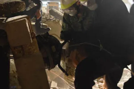 Dr Ben Fisk attends the simulated search and rescue training