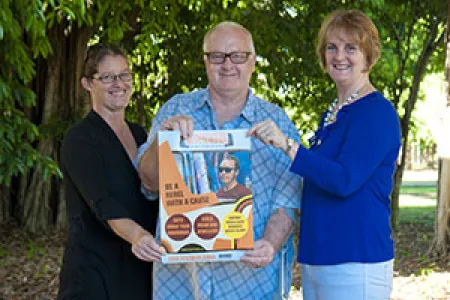 CDU students, Michelle Allen and Izzy Dak, and CDU VET lecturer Toni Heaton prepare for Brain Injury Awareness day